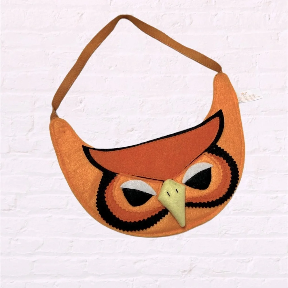 Orange Owl mask bib/hat costume prop